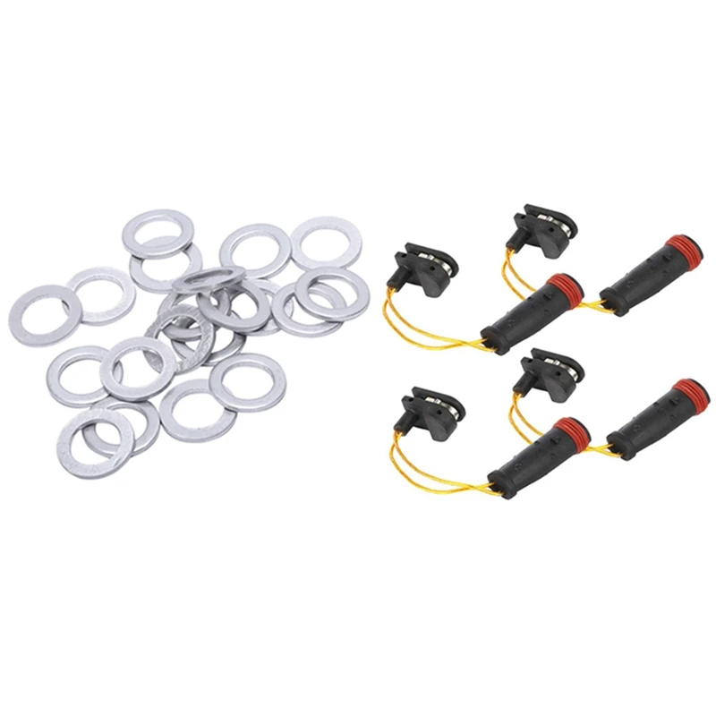 

20Pcs Oil Drain Plug Washer Gaskets & 4Pcs Brake Sensors, Front Rear Brake Pads Wear Sensors Kits