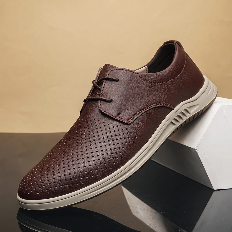 

Breathable Mens Dress Shoes Formal Business Lace-up Full Grain Leather Minimalist Shoes for Men men dress shoes