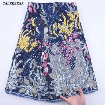 

2020 New Arrival African Lace Wax Net Lace Fabric 2020 High Quality Nigerian Wax Material With Sequins For Women Dress S1985