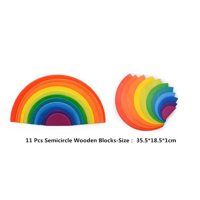 Ruizhi 12 шт. Arch Rainbow строительные блоки Деревянные Монтессори обучающие средства геометрические обучающие игры укладки игрушки-матрешки RZ1173 - Цвет: 11Pcs Rainbow Blocks