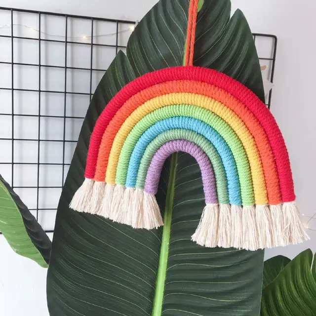 Children Room Decoration Pendant Nordic Hand-woven Boho Rainbow Tassel Wall Hanging Ornaments Photo Props Kid's Bedroom Decor 2