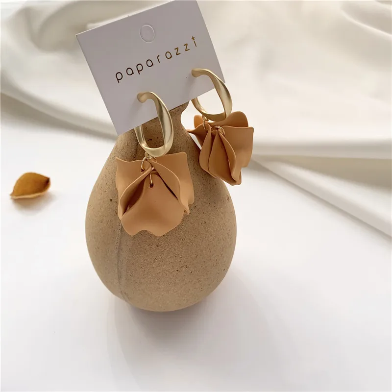 Акриловые желтые лепестки серьги в стиле ретро Модные Изящные романтический