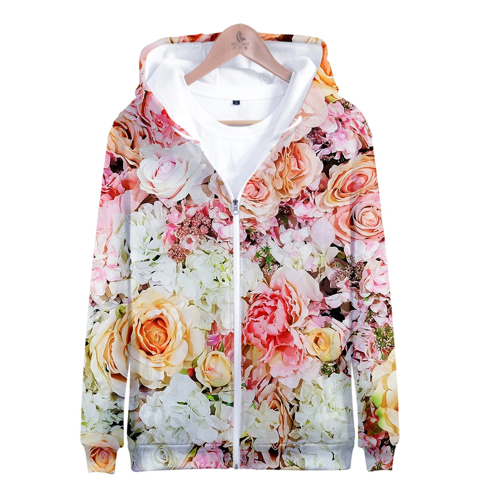 

Zipper Sport Hoodies Rose Flower 3D Colorful Sunflower Hooded Zipper Sweatshirt Men/Women Casual Harajuku Clothes Hip Hop Hoodie