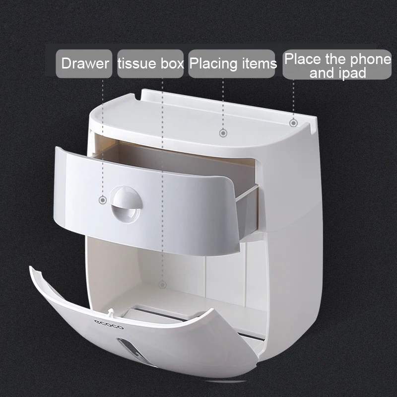 Toilet Paper Holder Wall Mounted Paper Towels Holder For Kitchen Bathroom Toilet Storage Box Roll