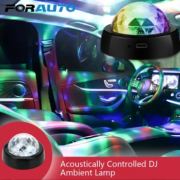

FORAUTO Car LED Atmosphere Light DJ RGB Colorful Music Sound Lamp Magic Stage Effect Light USB Rechargeable Auto Decorative Lamp