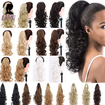 

LUPU WIG Synthetic Long Curly Claw Ponytail Clip in Hairpiece Black Blonde Pony Tail Heat Resistant Hair Extension For Women