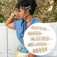 Шикарные заколки для волос и заколки с кристаллами Алфавит Золотое слово шпилька для волос Costom буква стразы головной убор аксессуары для волос для девочек