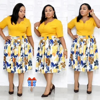 

Plus Size African Dresses for Women African Print Clothing New Elegant Office Pencil Dress Fashion Bow Tunic Party Dress 2020
