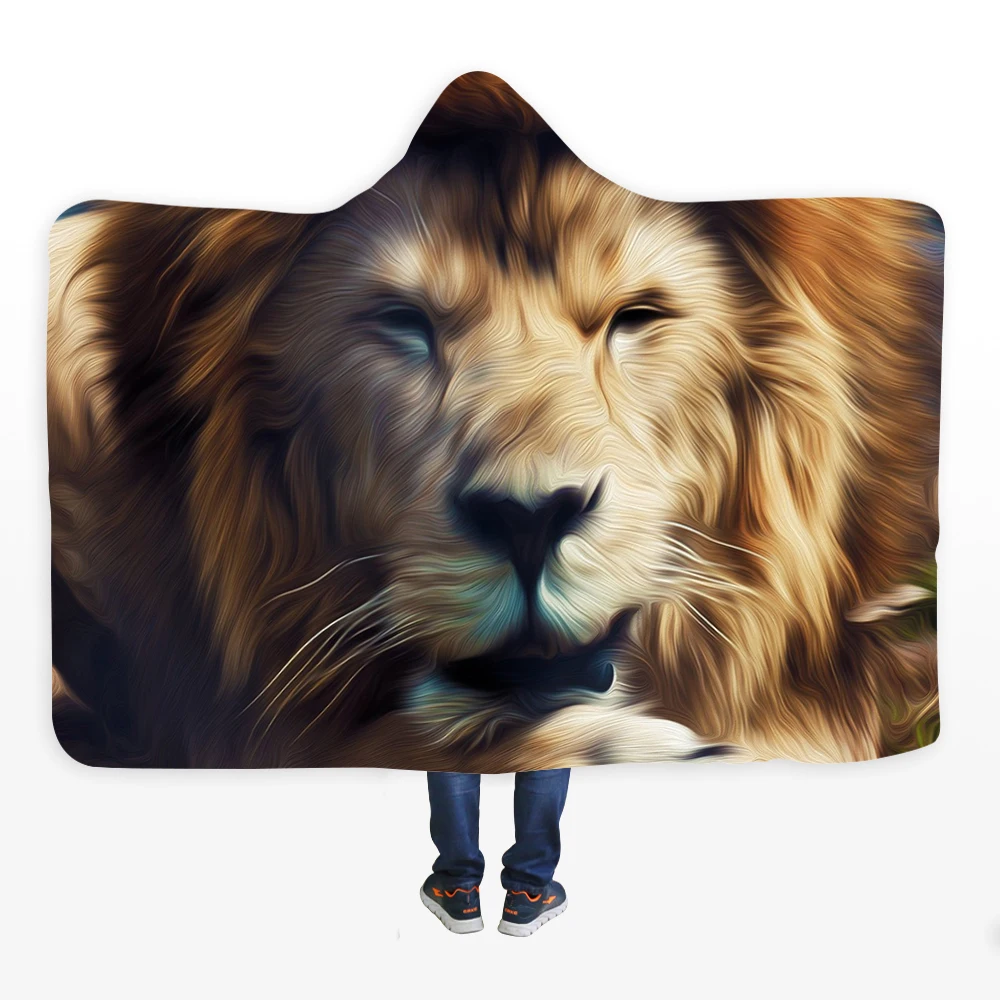 3D животное с капюшоном одеяло красочные лев печать плюшевое Флисовое одеяло Толстовки Теплый мягкий носимый плед Толстовка для взрослых - Цвет: 08