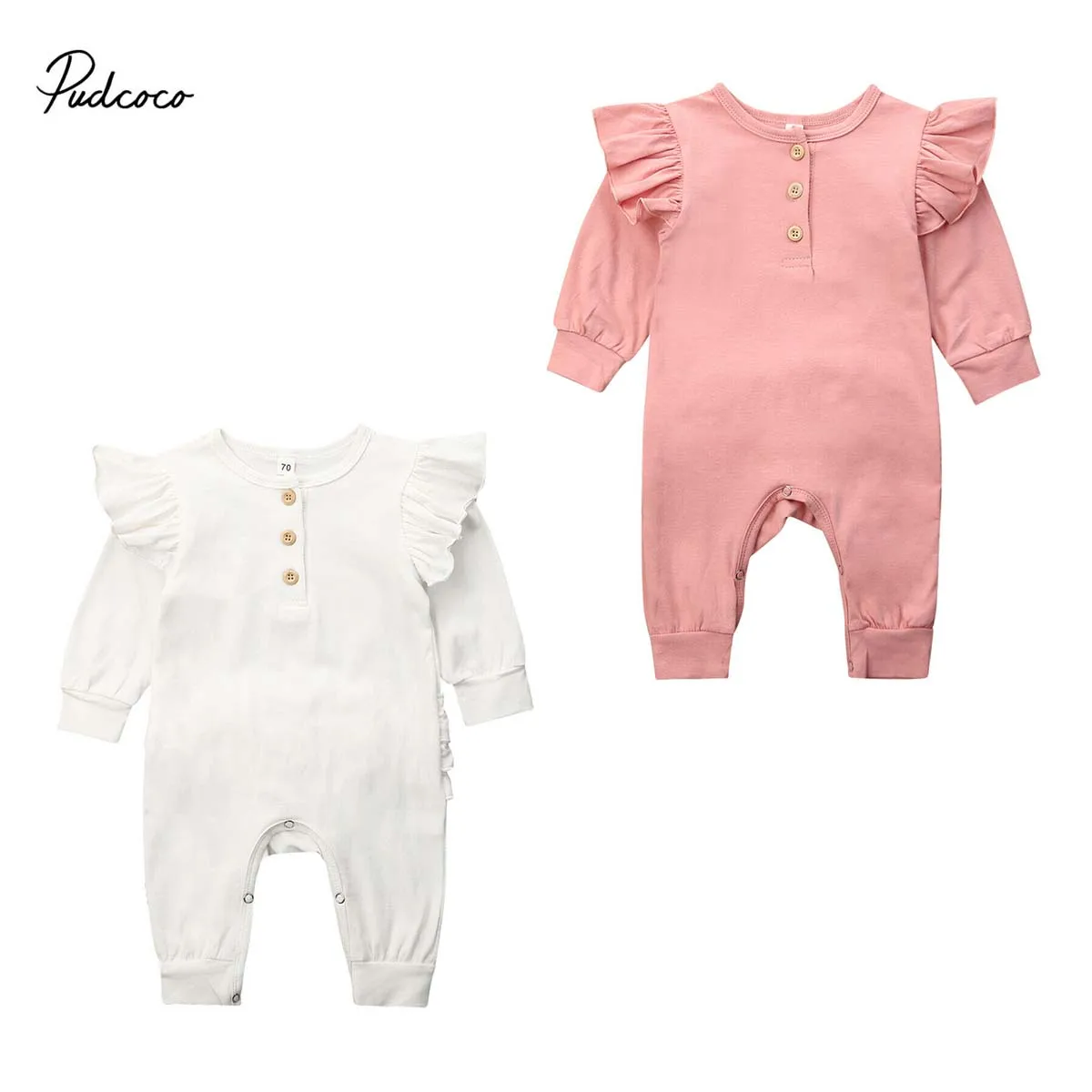 

2019 Baby Spring Autumn Clothing Newborn Infant Baby Girls Winter Clothes Long Sleeve Ruffle Romper Outfits Solid Jumpsuits