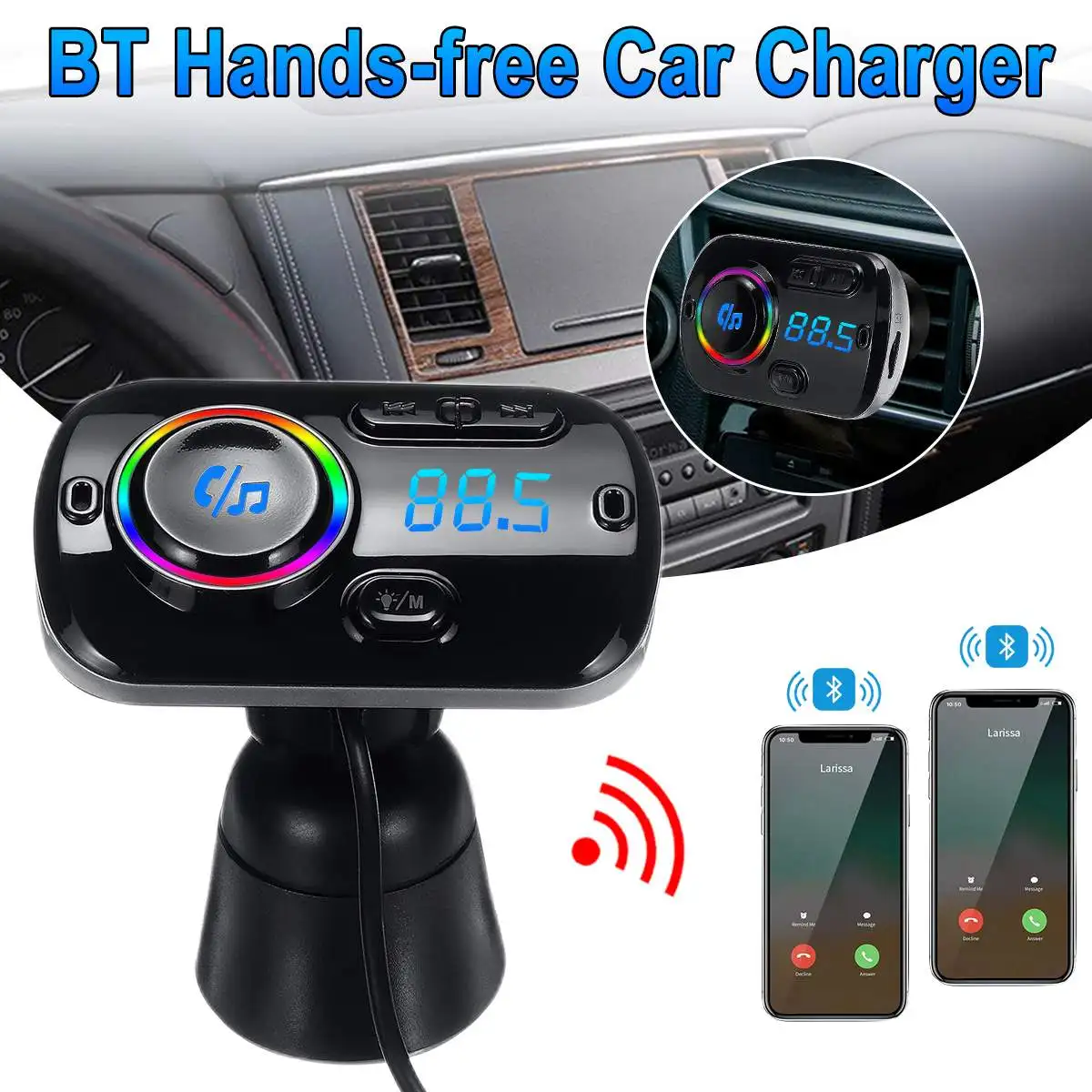 12 V-24 V, свободные руки, FM передатчик, автомобильный bluetooth 5,0 громкой связи FM модулятор Quick Charge 3,0 двойной Порты usb Зарядное устройство MP3 зарядное устройство для автомобиля комплект подходит TF
