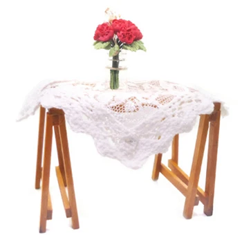 

1:12 Scale Miniatures Furniture Decoration White Knitting Table Placemat Coffee Table Mat for Dollhouse Life Scene Model Toy