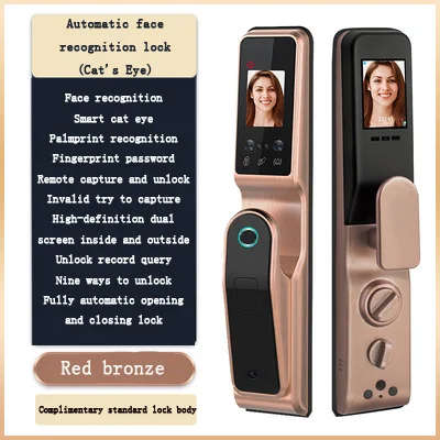 TUYA WIFI Face recognition lock  fingerprint palm print vein magnetic card password to unlock home smart door lock with camera 