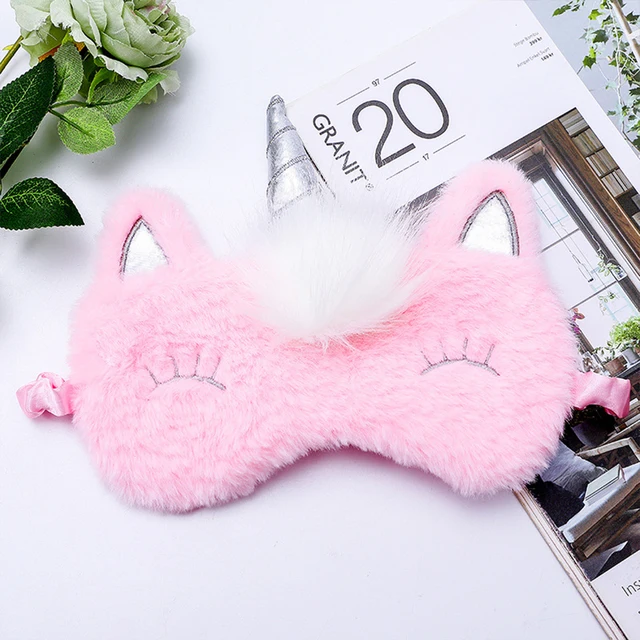 Sleeping Eye Mask Unicorn Sleep Night Mask Plush Cute Eye Patch Sort Band Aid Dream Cover For Girl Relax Travel Health Blindfold Unicorn pink