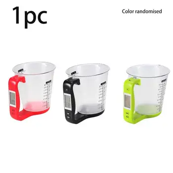 

1pc Random Color 4 in 1 Digital Measuring Cup Scale Kitchen Plastic Scales LCD Display Thermometer Baking Weighting Supplies