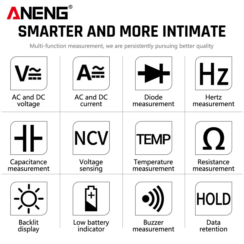 ANENG Q1 мультиметр тестер 9999 цифровой rm409 esr meter digital multimeter транзистор указатель