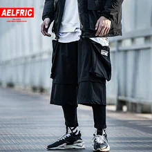 AELFRIC хип-хоп поддельные две части толстые шаровары карго Брюки Harajuku модные уличные повседневные спортивные штаны Джоггеры мужские брюки