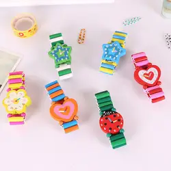 Деревянные поделки с изображением мультипликационных персонажей для детей Модная молодежная браслет Наручные часы для малышей