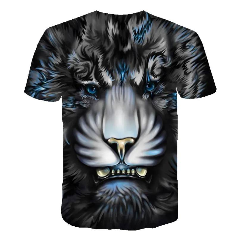 Мужская Летняя Повседневная модная футболка, новинка, настраиваемая уличная одежда, забавная ужасная футболка для мужчин и женщин, волк, тигр, футболка с изображением Льва