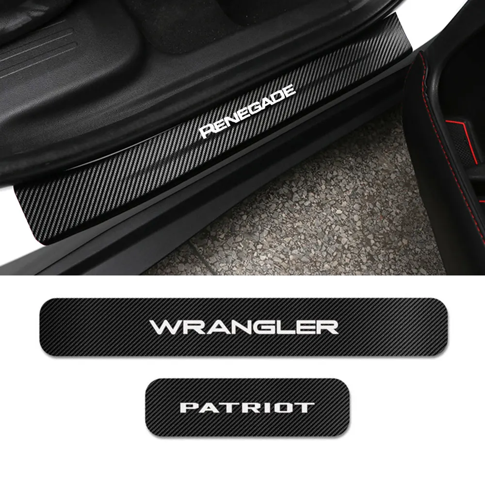 4PCS Carbon Fiber Car Door Sill Plate Sticker For Jeep Renegade