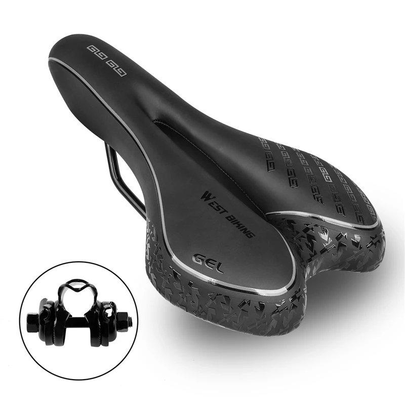 WEST BIKING PU Leather Bike Saddle Shockproof Waterproof Soft Cycling Seat Hollow Comfortable Mountain MTB Road Bicycle Saddle