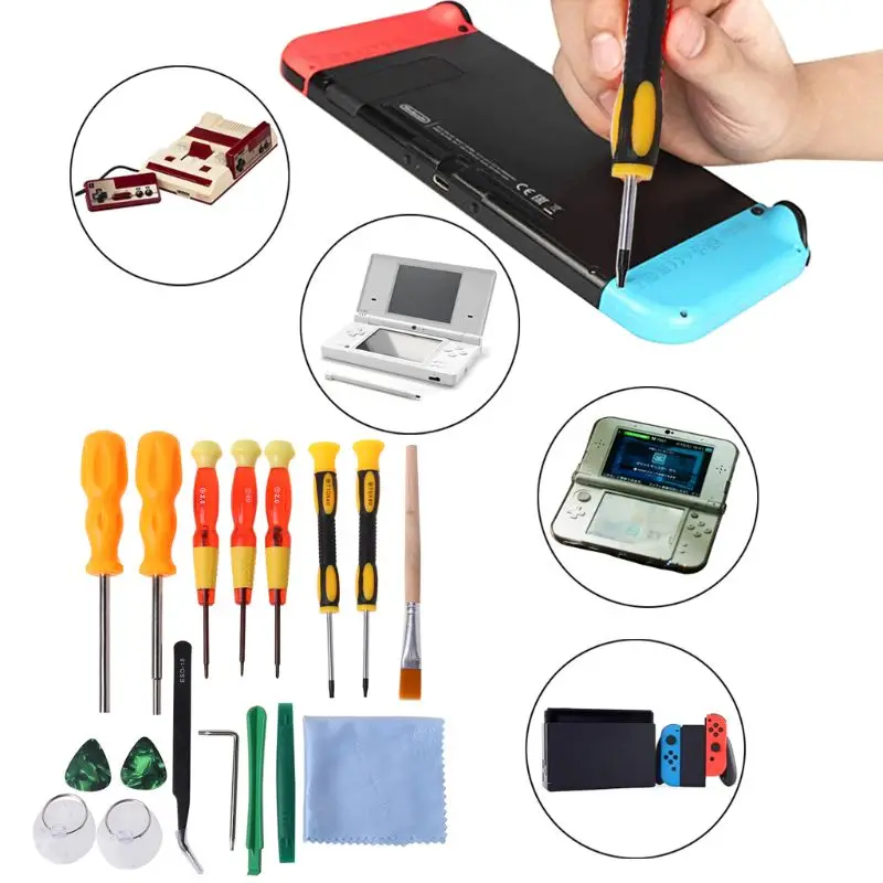 17 in 1 Triwing Screwdriver Game Bit Repair Tool Kit Full Security for Nintendo Switch JoyCon Wii NES SNES DS Lite GBA Gamecube