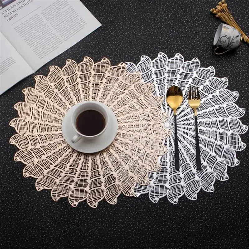 Барокко Средиземноморский Placemat элегантная морская нить Placemat ПВХ полые изоляции водонепроницаемый поднос коврик для кафе свадьба 38 см