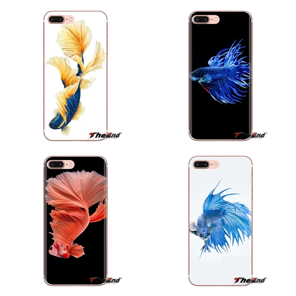 For Samsung Galaxy A3 A5 A7 A9 A8 Star A6 Plus 2018 2015 2016 2017 Transparent Soft Shell Covers Phone Wallpaper Blue Betta Fish |