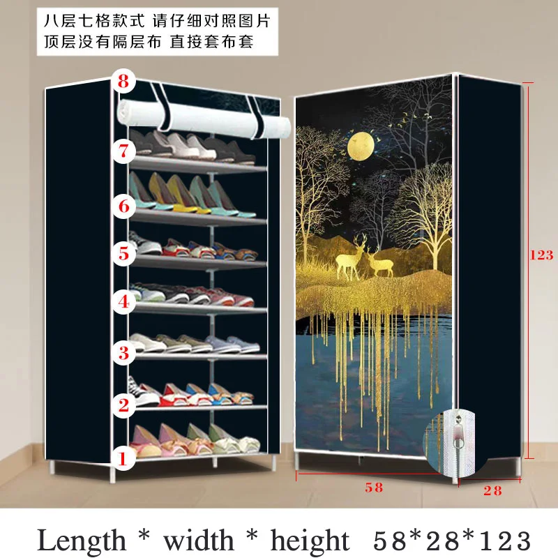 Многослойный простой пылезащитный шкаф для обуви с застежкой-молнией, Складывающийся стеллаж для хранения обуви, домашняя мебель