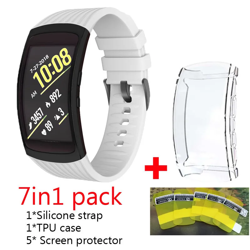 7 в 1/Лот Силиконовый ремешок для часов для samsung gear Fit2 Pro фитнес-часы ремешок браслет ремешок+ мягкие защитные чехлы+ пленка для экрана - Цвет: 04