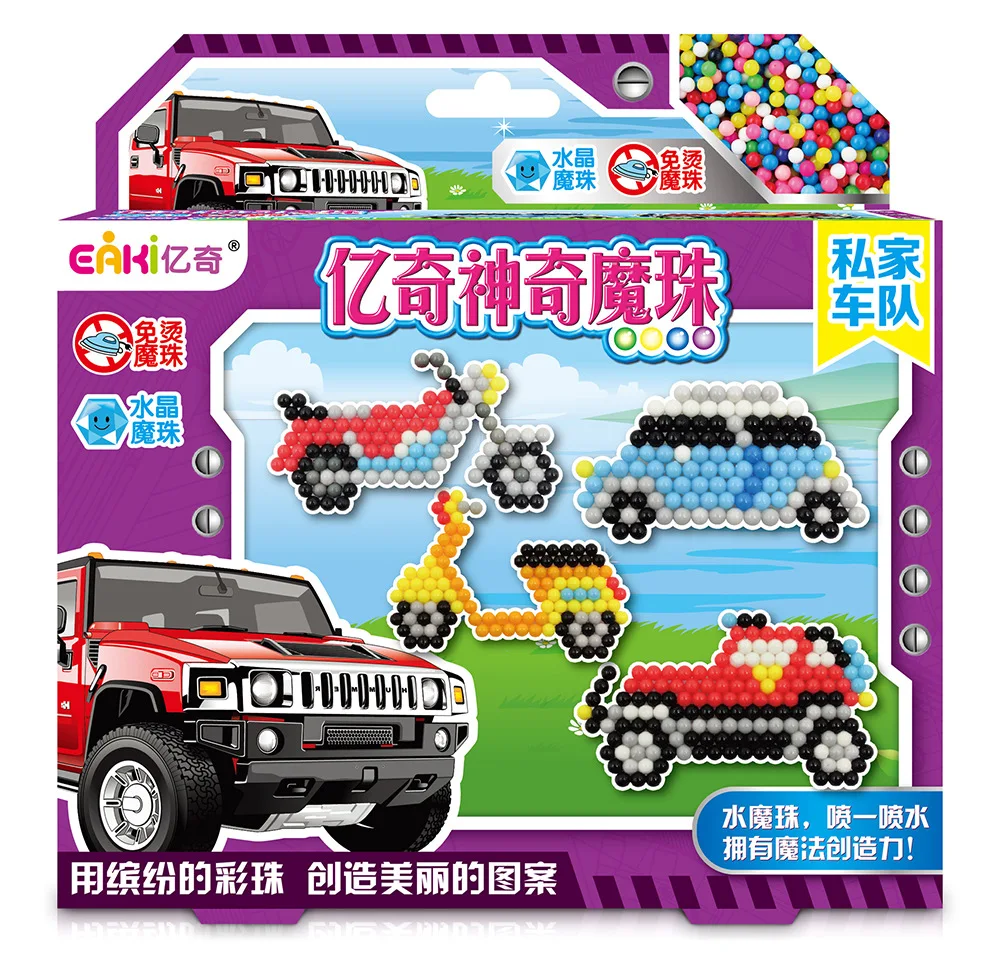 EAKI DIYMagic Kids Bean Puzzle Игрушка водорастворимый ручной работы из бисера Обучающие трехмерные магические бусины серия дорожного движения классическая игрушка и слайм