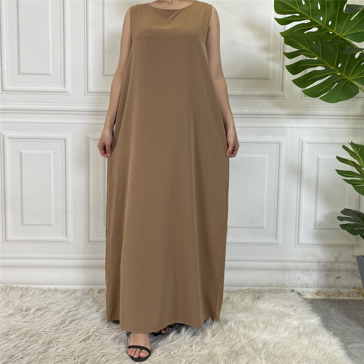 New Sleeveless Lining Dress Long Muslim Woman Abaya Moroccan Caftan Evening Modest Robe Arabic Kaftan Many Color Islamic Product - Image 3