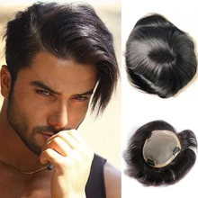 Парик из натуральных волос BYMC для мужчин, кружевной парик из натуральных волос NPU, сменный мужской парик из натуральных прямых волос с зажимами