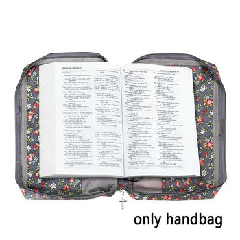 

Study Book Protector Gift Zipper Closure With Handle Portable Large Tote Bible Bag Holy Cover Canvas Christian Floral Print