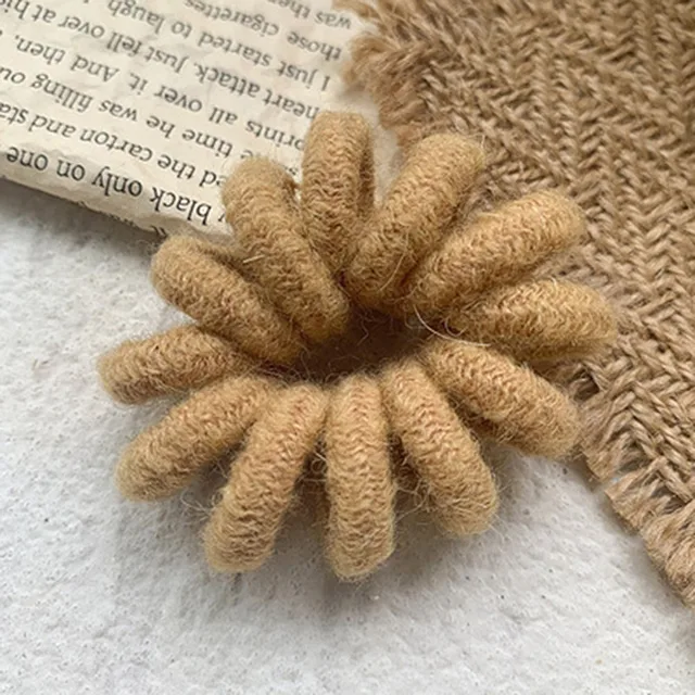 1PC Elastic Hair Bands Velvet Spiral Shape Ponytail Holders Hair Ties Gum Rubber Band Hair Rope Telephone Wire Hair Accessories Yellow