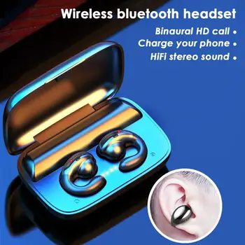 

S19 TWS Earphones Bone Conduction Headset Mini Bluetooth 5.0 Wireless Earpieces Built-in Mic With Charging Box For Sports