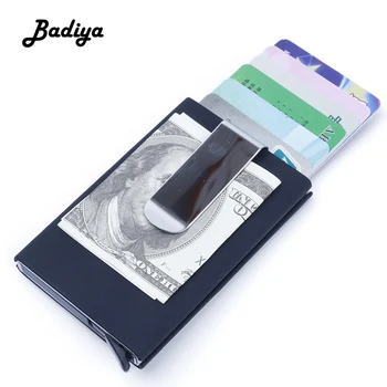 

RFID Men Wallet Multifunction Creative Hand Push Pop-up Card Case Solid Color PU Plastic Credit Card Holder Male Coin Purse