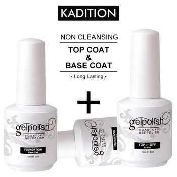 

KADITION Gel Nail Topcoat Basecoat Lacquer Soak Base Topcoat Nail Polish Lacquer Durable LED UV Coat for Nails Gel Varnish