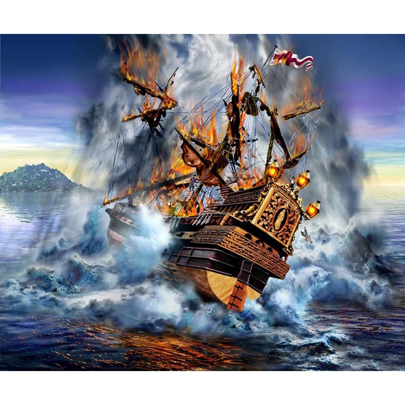 5d Diy Diamond Painting pirate ship pictures Full Square Round Embroidery Mosaic Rhinestone Cross Stitch Home Decor | Дом и сад