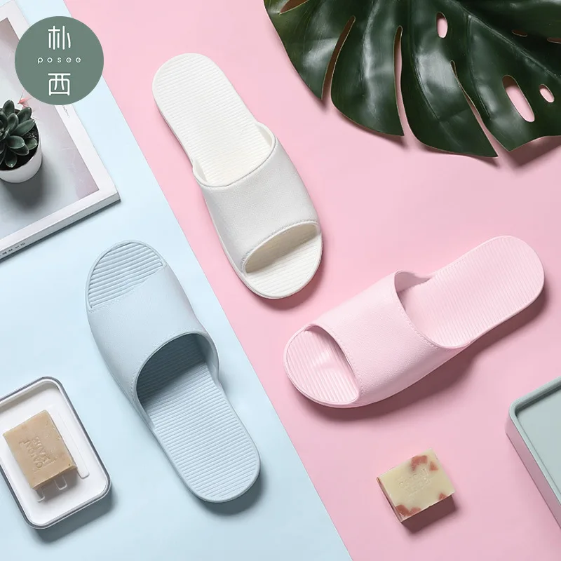 

Park West Summer Slipper Women's Couples Household Indoor Bathroom Anti-slip Solid Color Soft-Sole Shoe Sandals Men