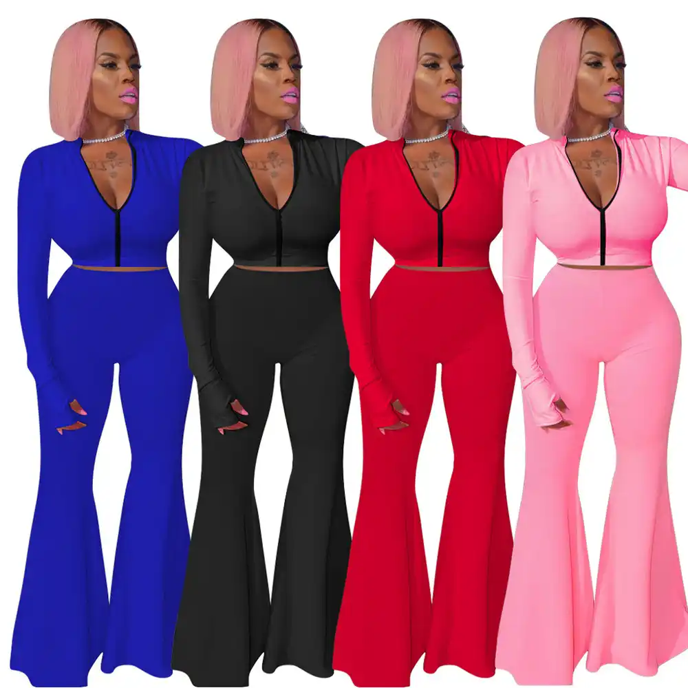 Bodycon Bell Bottom Legging Women's Set 