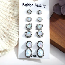 6 пар/компл. Белый огненный опал серьги штифты серьги-подвески в форме капли, держащих букет невесты на свадьбе, ювелирное изделие, подарок Лидер продаж