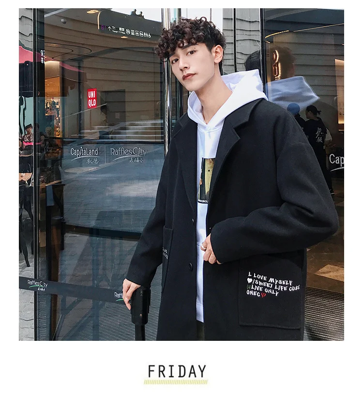 Trench Coat Men Korean-style Trend Casual Versatile Middle Long Coat New Style Popular Brand Fashion Men's Lightweight Jack