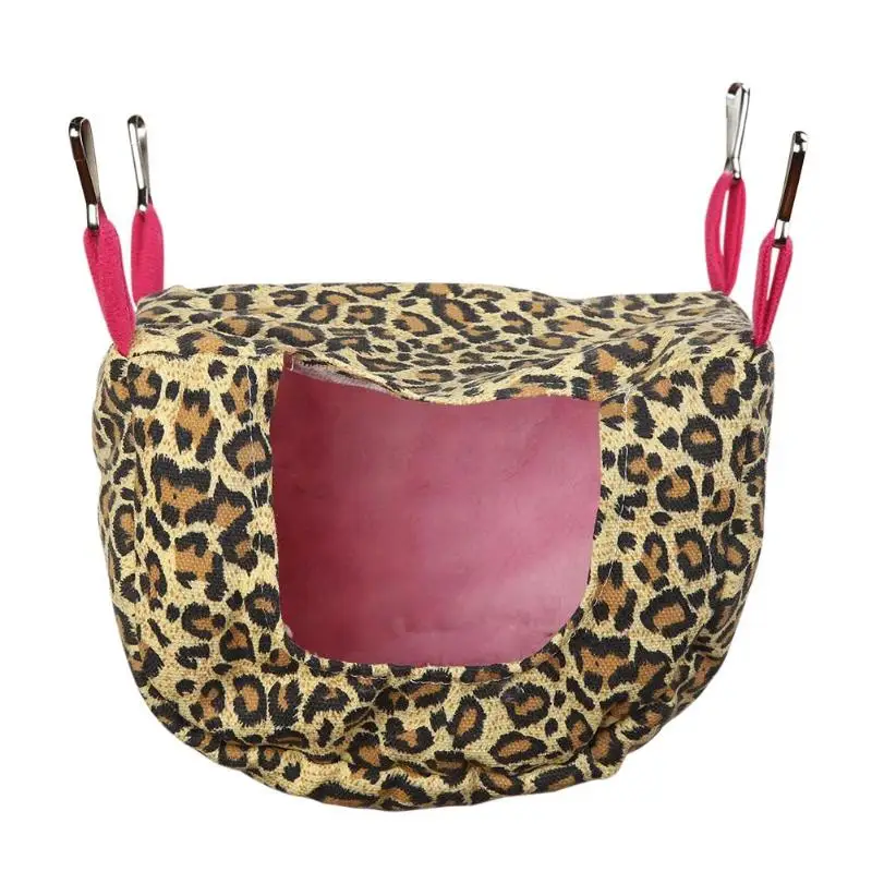 Leopard Print Теплое Птичье гнездо толстого попугая подвесная кровать переноска для хомяка маленькая клетка для животных Новое маленькое гнездо для домашних животных - Цвет: Leopard Print