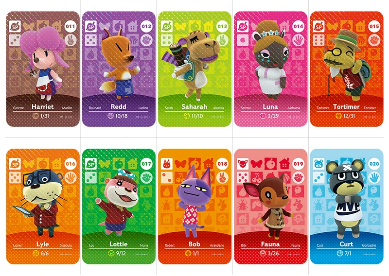 10 шт./лот карты Amiibo для пересекающихся животных новые горизонты NS games Amibo Switch/lite