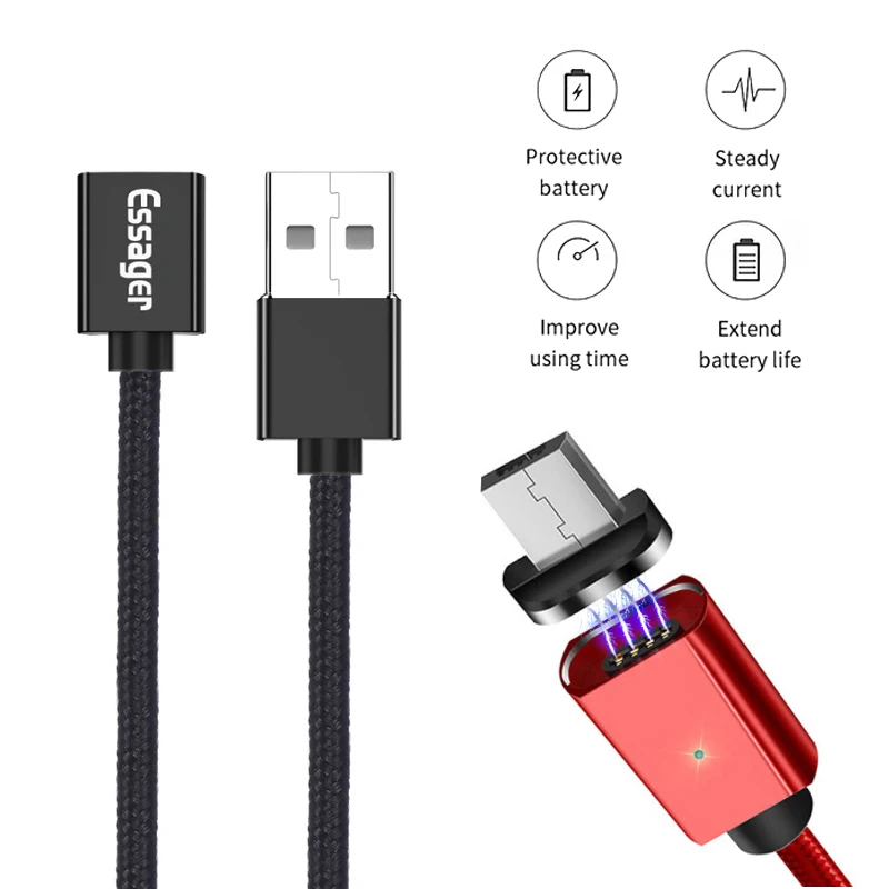 Micro USB кабель Essager 2,4/2.1A провод для быстрого заряда данных зарядное устройство для Xiaomi Redmi samsung huawei Android кабели для мобильных телефонов