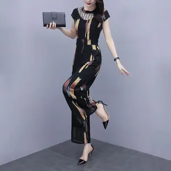 

Jumpsuit Women's Spring Summer Career style Business office Women's Jumpsuit Wide Leg Pants printing Female Clothes AA3112