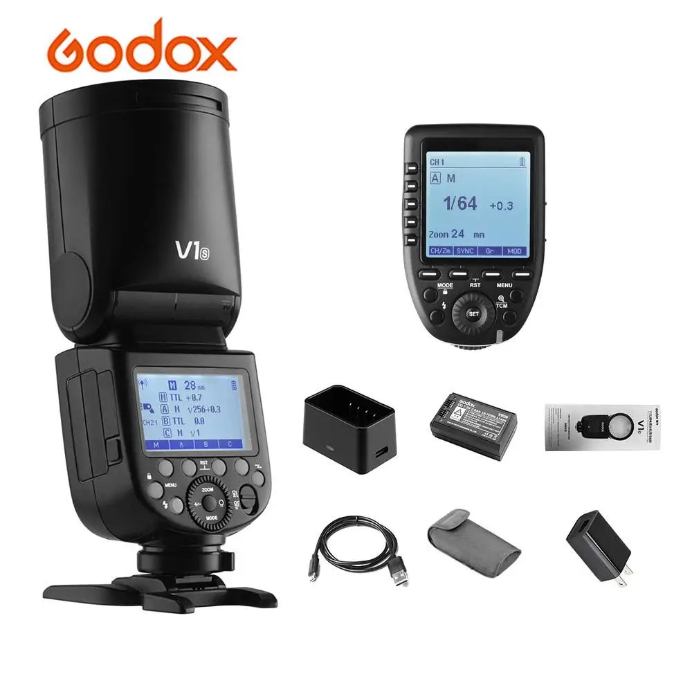 Godox V1S профессиональная вспышка камеры + XproS ttl Беспроводная триггер беспроводной 2
