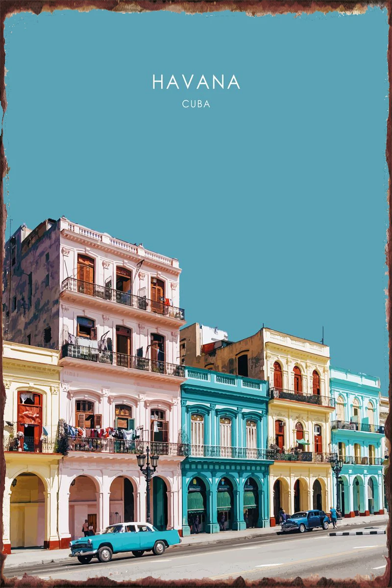 

Havana Cuba Travel Artwork Metal Sign Tin Sign Tin Plates Wall Decor Room Decoration Retro Vintage For Club Man Cave Cafe Pub