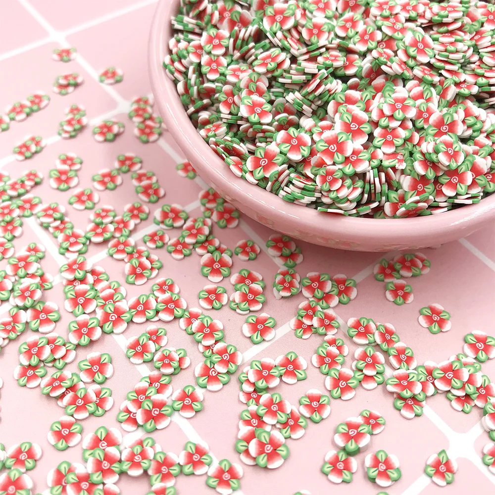 50 г/лот Fimo Полимерная глина, ломтики цветов, сделай сам, горячая глина, разбрызгивает для рукоделия, декоративное украшение ногтей, слайм, материал, аксессуары 5 мм - Цвет: flower